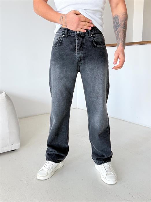 Antrasit Taşlı Baggy Kot Pantalon 645 DP