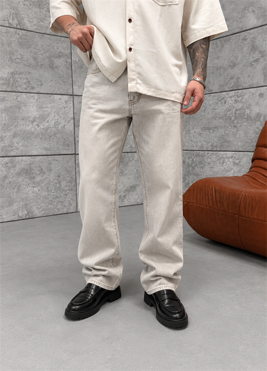 Bej Yumuşak Kalın Kot Havuç Pantalon PLZ 27307