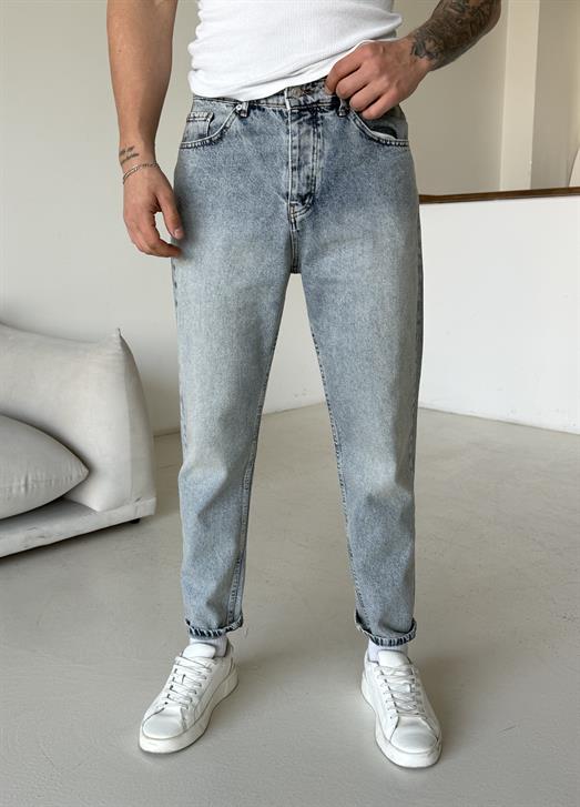 Buz Mavi Taşlamalı Boy Friend Kot Pantalon MB 654-1