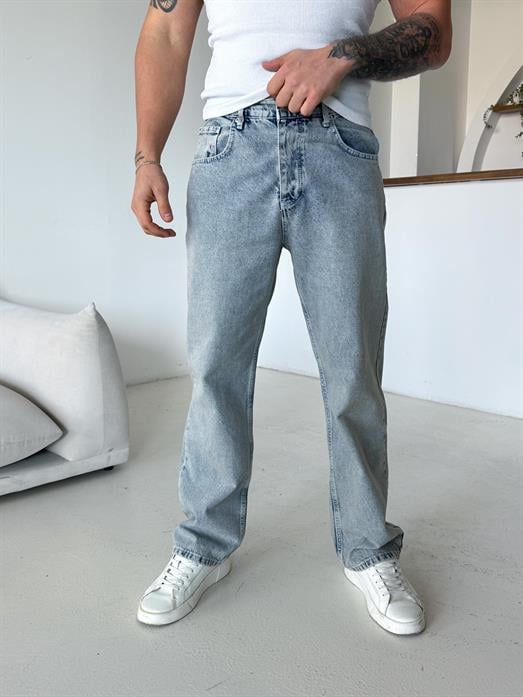 Buz Mavi Taşlaması Kahve Baggy Kot Pantalon 652-1 DP