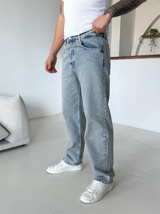 Buz Mavi Taşlaması Kahve Baggy Kot Pantalon 652-1 DP