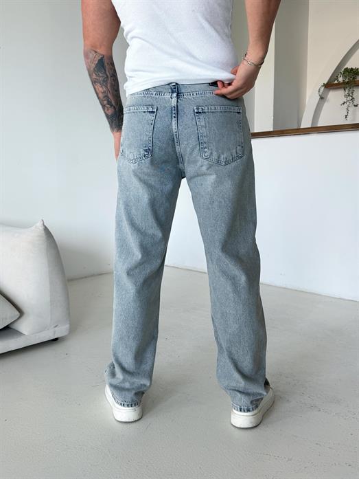 Buz Mavi Taşlaması Kahve Baggy Kot Pantalon 652-1 DP