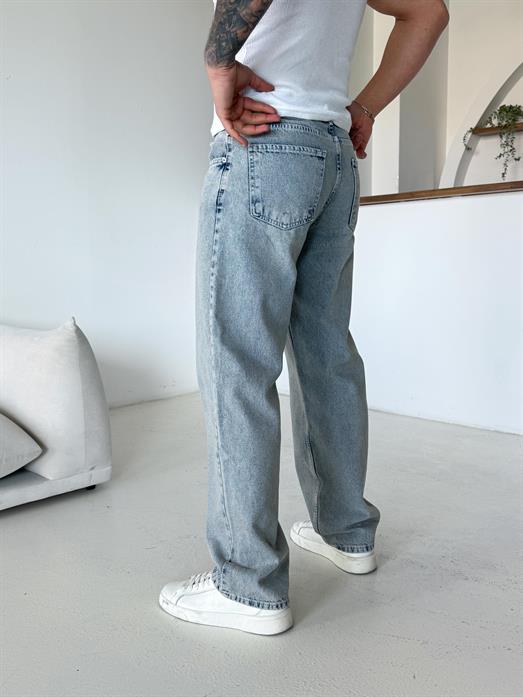 Buz Mavi Taşlaması Kahve Baggy Kot Pantalon 652-1 DP