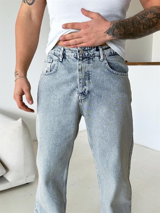 Buz Mavi Taşlaması Kahve Baggy Kot Pantalon 652-1 DP