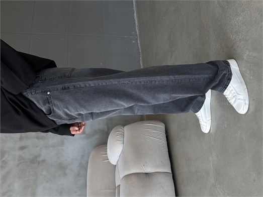 Gri Taşlamalı Baggy Kot Pantalon MOB