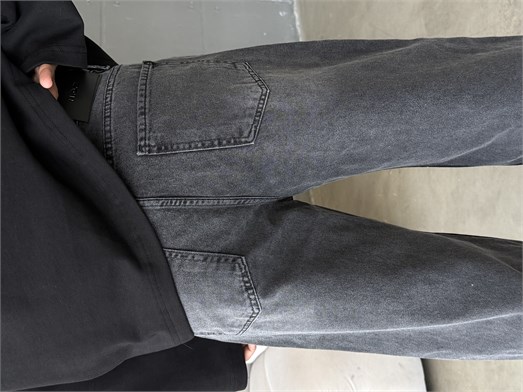 Gri Taşlamalı Baggy Kot Pantalon MOB