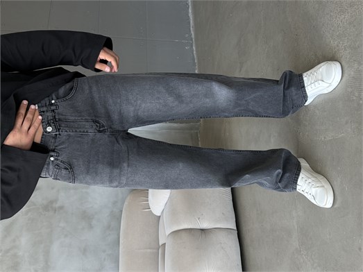 Gri Taşlamalı Baggy Kot Pantalon MOB