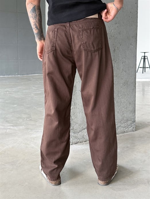 Kahve Baggy Kot Pantalon SNZ 005