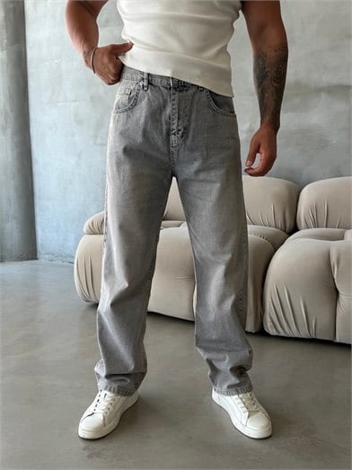 Kahve Taşlamalı Baggy Kot Pantalon MOB