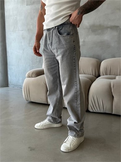 Kahve Taşlamalı Baggy Kot Pantalon MOB