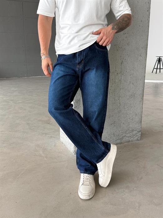 Koyu Lacivert Düz Baggy Kot Pantolon DM