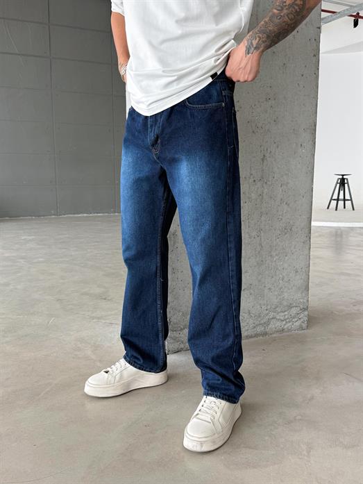 Koyu Lacivert Düz Baggy Kot Pantolon DM