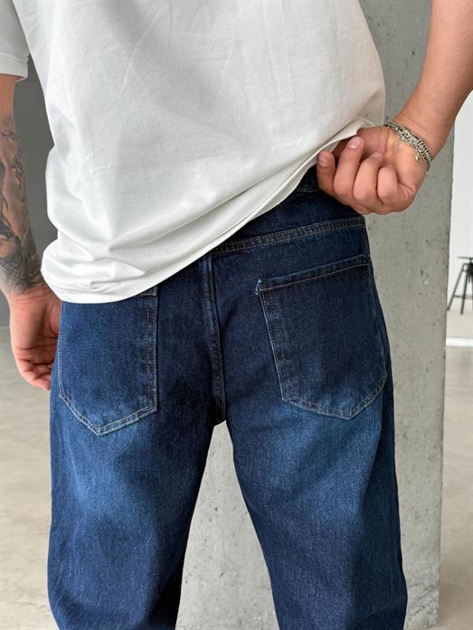 Koyu Lacivert Düz Baggy Kot Pantolon DM