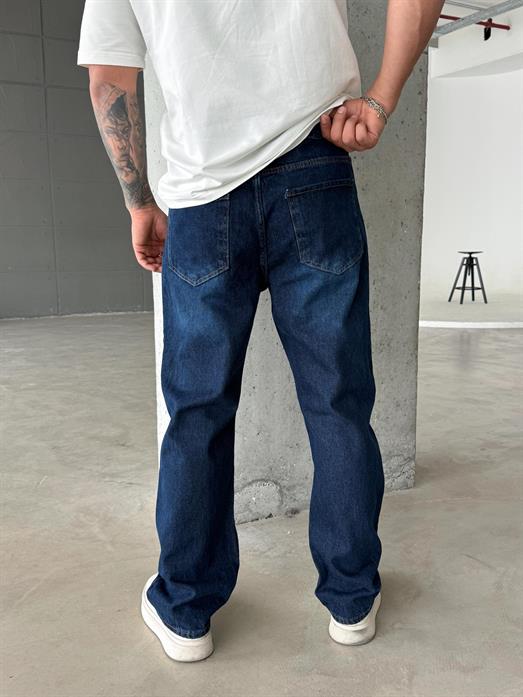 Koyu Lacivert Düz Baggy Kot Pantolon DM