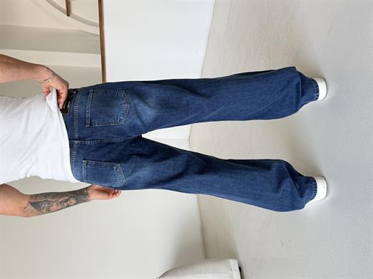 Koyu Mavi Desenli Baggy Kot Pantalon MB 665-2
