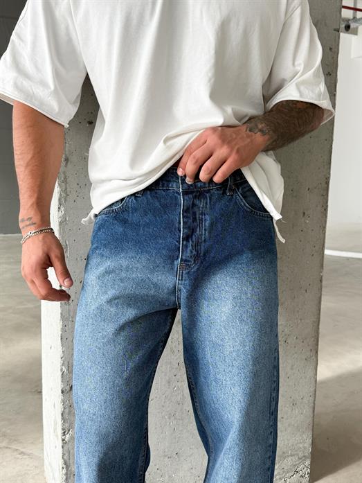 Koyu Mavi Düz Baggy Kot Pantolon DM