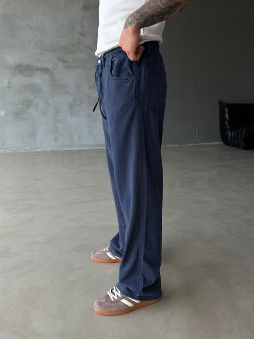 Lacivert Bağcıklı Yazlık Kot Pantalon RSP 21076