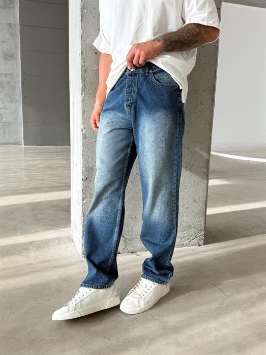 Lacivert Düz Baggy Kot Pantolon DM