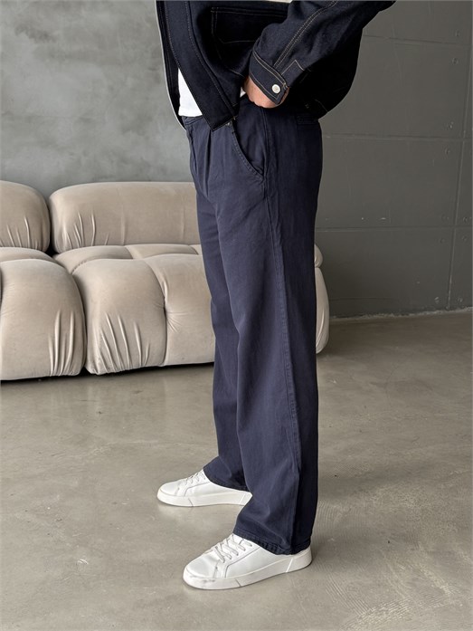 Lacivert Yumuşak Pamuk Kot Pantalon 7085 RTR