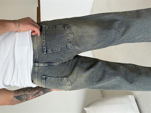 Mavi Full Yeşil Taşlamalı Baggy Kot Pantalon 600-1 MB