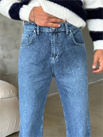 Mavi Taşlamalı Baggy Kot Pantalon MOB