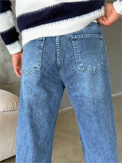 Mavi Taşlamalı Baggy Kot Pantalon MOB