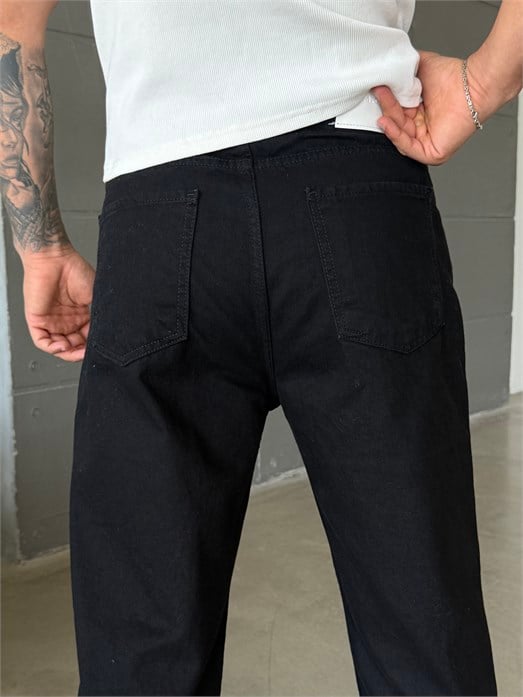 Siyah Düz Baggy Kot Pantalon MOB
