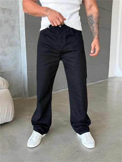 Siyah Düz Baggy Kot Pantalon MOB