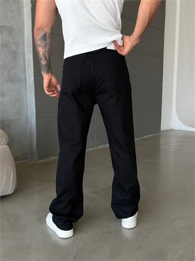 Siyah Düz Baggy Kot Pantalon MOB