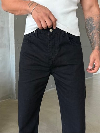Siyah Düz Baggy Kot Pantalon MOB