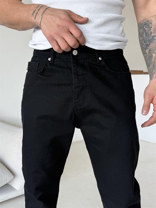 Siyah Düz Boyfriend Kot Pantalon MB 650-1