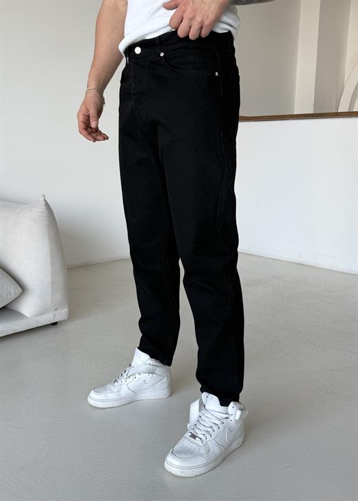 Siyah Düz Boyfriend Kot Pantalon MB 650-1