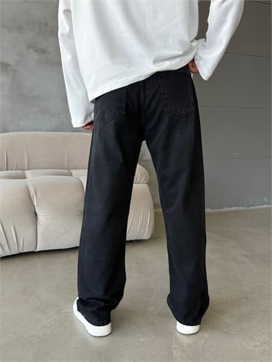 Siyah Taşlamalı Baggy Kot Pantalon MOB