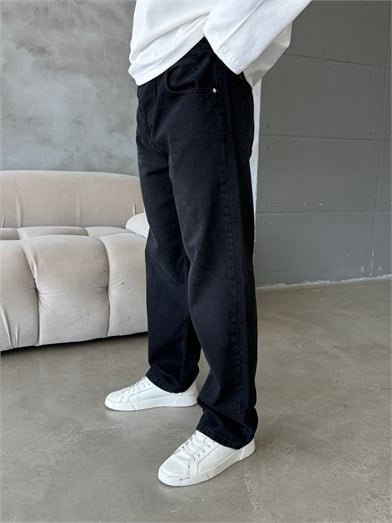 Siyah Taşlamalı Baggy Kot Pantalon MOB