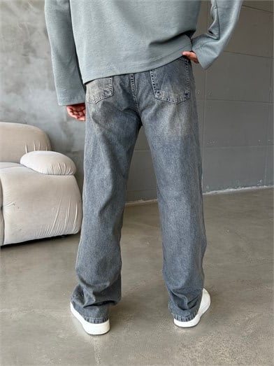 Yeşil Taşlamalı Baggy Kot Pantalon MOB