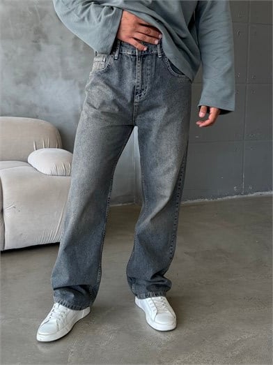 Yeşil Taşlamalı Baggy Kot Pantalon MOB