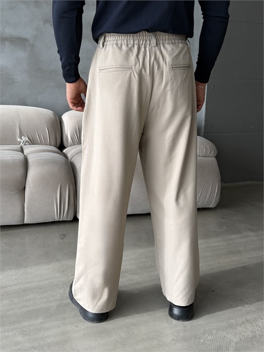 Bej Çift Pensli Ekstra Baggy Pantalon PLZ 27304