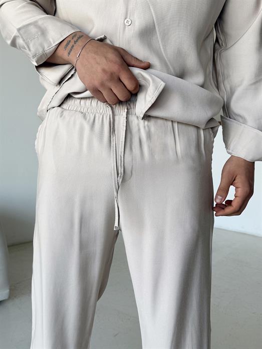 Bej Diogenal Tensel Pamuk Bol Pantalon SNZ 13201