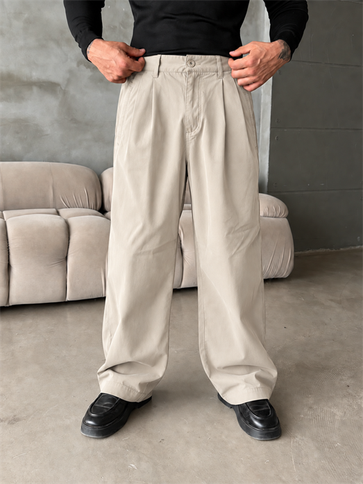 Bej Gabardin Balon Kalıp Pantalon BRR 40205