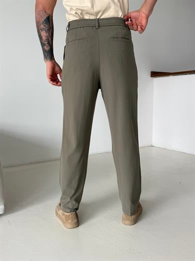 Haki Lastikli Bağcıklı Pamuk Bezayağı Regular Fit Kumaş Pant snz 1265