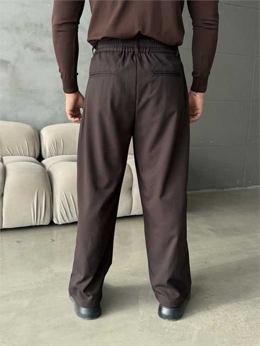 Kahve Çift Pensli Ekstra Baggy Pantalon PLZ 27304