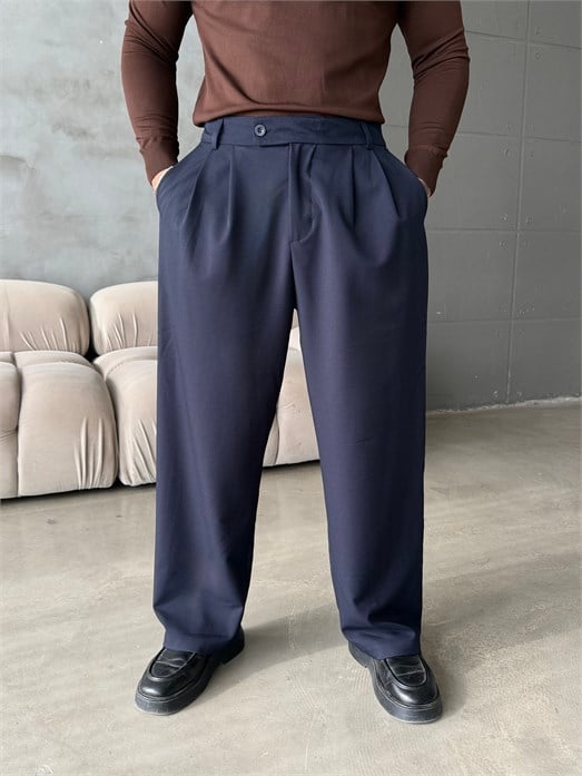 Lacivert Çift Pensli Ekstra Baggy Pantalon PLZ 27304