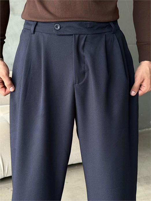 Lacivert Çift Pensli Ekstra Baggy Pantalon PLZ 27304