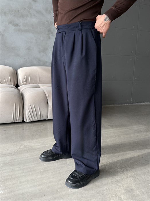 Lacivert Çift Pensli Ekstra Baggy Pantalon PLZ 27304