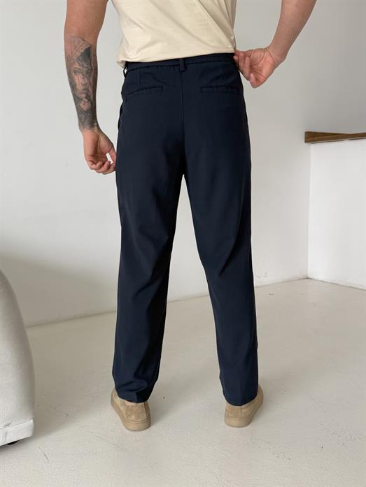 Lacivert Lastikli Bağcıklı Pamuk Bezayağı Regular Fit Kumaş Pant snz 1265