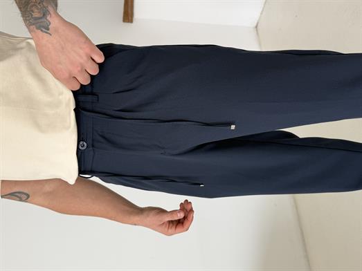 Lacivert Lastikli Bağcıklı Pamuk Bezayağı Regular Fit Kumaş Pant snz 1265