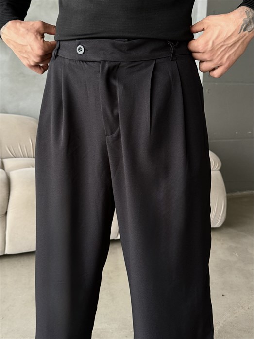 Siyah Çift Pensli Ekstra Baggy Pantalon PLZ 27304