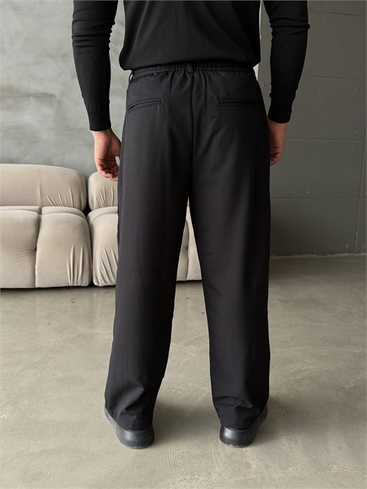 Siyah Çift Pensli Ekstra Baggy Pantalon PLZ 27304
