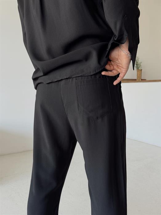 Siyah Diogenal Tensel Pamuk Bol Pantalon SNZ 13201