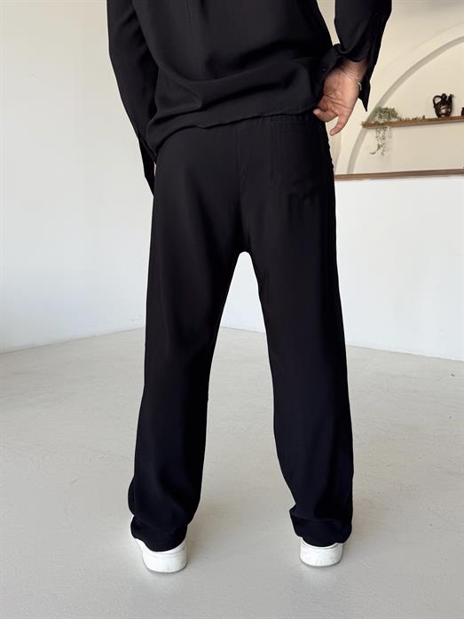 Siyah Diogenal Tensel Pamuk Bol Pantalon SNZ 13201